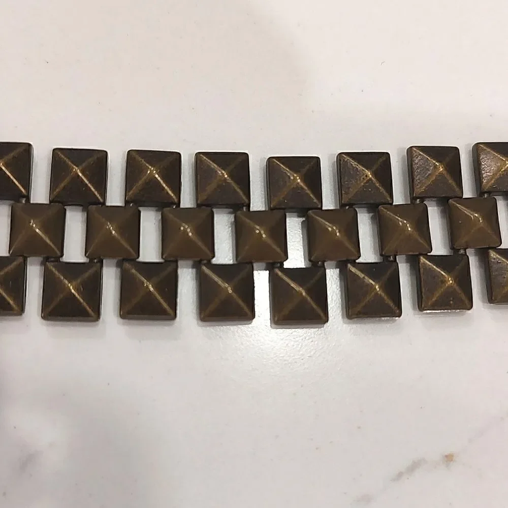 Fossil Brown Leather and Dark Brass Linked Metal Belt